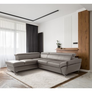 Canapé d'angle convertible en cuir italien luxe 5 places