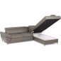 Canapé d'angle convertible en cuir italien luxe 5 places, MEMEZO, coffre, taupe, angle droit Canapé d'angle convertible en cuir italien luxe 5 places, MEMEZO, coffre, taupe, angle droit