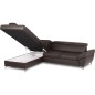 Canapé d'angle convertible en cuir italien luxe 5 places, MEMEZO, coffre, CHOCOLAT, angle gauche Canapé d'angle convertible en cuir italien luxe 5 places, MEMEZO, coffre, CHOCOLAT, angle gauche