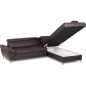 Canapé d'angle convertible en cuir italien luxe 5 places, MEMEZO, coffre, CHOCOLAT, angle droit Canapé d'angle convertible en cuir italien luxe 5 places, MEMEZO, coffre, CHOCOLAT, angle droit