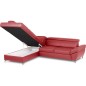 Canapé d'angle convertible en cuir italien luxe 5 places, MEMEZO, coffre, rouge foncé, angle gauche Canapé d'angle convertible en cuir italien luxe 5 places, MEMEZO, coffre, rouge foncé, angle gauche