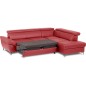 Canapé d'angle convertible en cuir italien luxe 5 places, MEMEZO, coffre, rouge foncé, angle droit