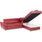 Canapé d'angle convertible en cuir italien luxe 5 places, MEMEZO, coffre, rouge foncé, angle droit