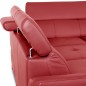 Canapé d'angle convertible en cuir italien luxe 5 places, MEMEZO, coffre, rouge foncé, angle droit