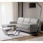 Canapé d'angle convertible en cuir italien luxe 5 places, FARINI, coffre, gris clair, angle gauche Canapé d'angle convertible en cuir italien luxe 5 places, FARINI, coffre, gris clair, angle gauche