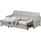 Canapé d'angle convertible en cuir italien luxe 5 places, FARINI, coffre, gris clair, angle gauche Canapé d'angle convertible en cuir italien luxe 5 places, FARINI, coffre, gris clair, angle gauche