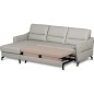 Canapé d'angle convertible en cuir italien luxe 5 places, FARINI, coffre, gris clair, angle gauche Canapé d'angle convertible en cuir italien luxe 5 places, FARINI, coffre, gris clair, angle gauche