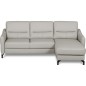 Canapé d'angle convertible en cuir italien luxe 5 places, FARINI, coffre, gris clair, angle droit Canapé d'angle convertible en cuir italien luxe 5 places, FARINI, coffre, gris clair, angle droit