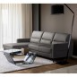 Canapé d'angle convertible en cuir italien luxe 5 places, FARINI, coffre, gris foncé, angle gauche Canapé d'angle convertible en cuir italien luxe 5 places, FARINI, coffre, gris foncé, angle gauche