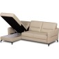 Canapé d'angle convertible en cuir italien luxe 5 places, FARINI, coffre, beige, angle gauche Canapé d'angle convertible en cuir italien luxe 5 places, FARINI, coffre, beige, angle gauche