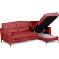 Canapé d'angle convertible en cuir italien luxe 5 places, FARINI, coffre, rouge, angle droit Canapé d'angle convertible en cuir italien luxe 5 places, FARINI, coffre, rouge, angle droit