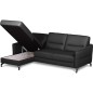 Canapé d'angle convertible en cuir italien luxe 5 places, FARINI, coffre, NOIR, angle gauche Canapé d'angle convertible en cuir italien luxe 5 places, FARINI, coffre, NOIR, angle gauche