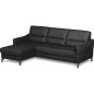 Canapé d'angle convertible en cuir italien luxe 5 places, FARINI, coffre, NOIR, angle gauche Canapé d'angle convertible en cuir italien luxe 5 places, FARINI, coffre, NOIR, angle gauche