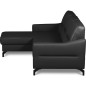 Canapé d'angle convertible en cuir italien luxe 5 places, FARINI, coffre, NOIR, angle gauche Canapé d'angle convertible en cuir italien luxe 5 places, FARINI, coffre, NOIR, angle gauche