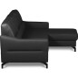 Canapé d'angle convertible en cuir italien luxe 5 places, FARINI, coffre, noir, angle droit Canapé d'angle convertible en cuir italien luxe 5 places, FARINI, coffre, noir, angle droit