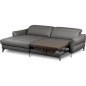 Canapé d'angle convertible en cuir italien luxe 5 places, MANZONI, coffre, gris foncé, angle gauche