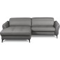 Canapé d'angle convertible en cuir italien luxe 5 places, MANZONI, coffre, gris foncé, angle gauche