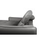 Canapé d'angle convertible en cuir italien luxe 5 places, MANZONI, coffre, gris foncé, angle gauche