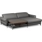 Canapé d'angle convertible en cuir italien luxe 5 places, MANZONI, coffre, gris foncé, angle droit