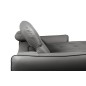 Canapé d'angle convertible en cuir italien luxe 5 places, MANZONI, coffre, gris foncé, angle droit
