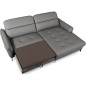 Canapé d'angle convertible en cuir italien luxe 5 places, MANZONI, coffre, gris foncé, angle droit