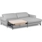 Canapé d'angle convertible en cuir italien luxe 5 places, MANZONI, coffre, gris clair, angle droit Canapé d'angle convertible en cuir italien luxe 5 places, MANZONI, coffre, gris clair, angle droit