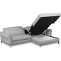 Canapé d'angle convertible en cuir italien luxe 5 places, MANZONI, coffre, gris clair, angle droit Canapé d'angle convertible en cuir italien luxe 5 places, MANZONI, coffre, gris clair, angle droit