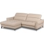 Canapé d'angle convertible en cuir italien luxe 5 places, MANZONI, coffre, beige, angle gauche Canapé d'angle convertible en cuir italien luxe 5 places, MANZONI, coffre, beige, angle gauche