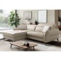 Canapé d'angle convertible en cuir italien luxe 5 places, MANZONI, coffre, beige, angle gauche Canapé d'angle convertible en cuir italien luxe 5 places, MANZONI, coffre, beige, angle gauche