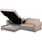 Canapé d'angle convertible en cuir italien luxe 5 places, MANZONI, coffre, beige, angle gauche Canapé d'angle convertible en cuir italien luxe 5 places, MANZONI, coffre, beige, angle gauche