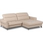 Canapé d'angle convertible en cuir italien luxe 5 places, MANZONI, coffre, beige, angle droit Canapé d'angle convertible en cuir italien luxe 5 places, MANZONI, coffre, beige, angle droit