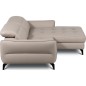 Canapé d'angle convertible en cuir italien luxe 5 places, MANZONI, coffre, beige, angle droit Canapé d'angle convertible en cuir italien luxe 5 places, MANZONI, coffre, beige, angle droit