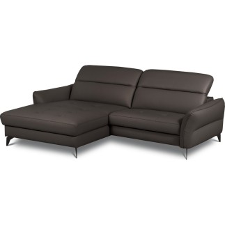 Canapé d'angle convertible en cuir italien luxe 5 places