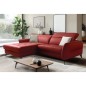 Canapé d'angle convertible en cuir italien luxe 5 places, MANZONI, coffre, rouge foncé, angle gauche Canapé d'angle convertible en cuir italien luxe 5 places, MANZONI, coffre, rouge foncé, angle gauche