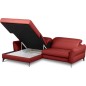 Canapé d'angle convertible en cuir italien luxe 5 places, MANZONI, coffre, rouge foncé, angle gauche Canapé d'angle convertible en cuir italien luxe 5 places, MANZONI, coffre, rouge foncé, angle gauche