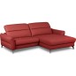 Canapé d'angle convertible en cuir italien luxe 5 places, MANZONI, coffre, rouge foncé, angle droit Canapé d'angle convertible en cuir italien luxe 5 places, MANZONI, coffre, rouge foncé, angle droit