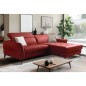 Canapé d'angle convertible en cuir italien luxe 5 places, MANZONI, coffre, rouge foncé, angle droit Canapé d'angle convertible en cuir italien luxe 5 places, MANZONI, coffre, rouge foncé, angle droit