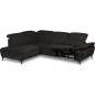 Canapé d'angle avec relax électrique en tissu Bellagio, noir, angle gauche