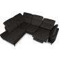 Canapé d'angle avec relax électrique en tissu Bellagio, noir, angle gauche