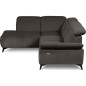 Canapé d'angle avec relax électrique en tissu Bellagio, marron foncé, angle gauche