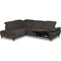 Canapé d'angle avec relax électrique en tissu Bellagio, marron foncé, angle gauche