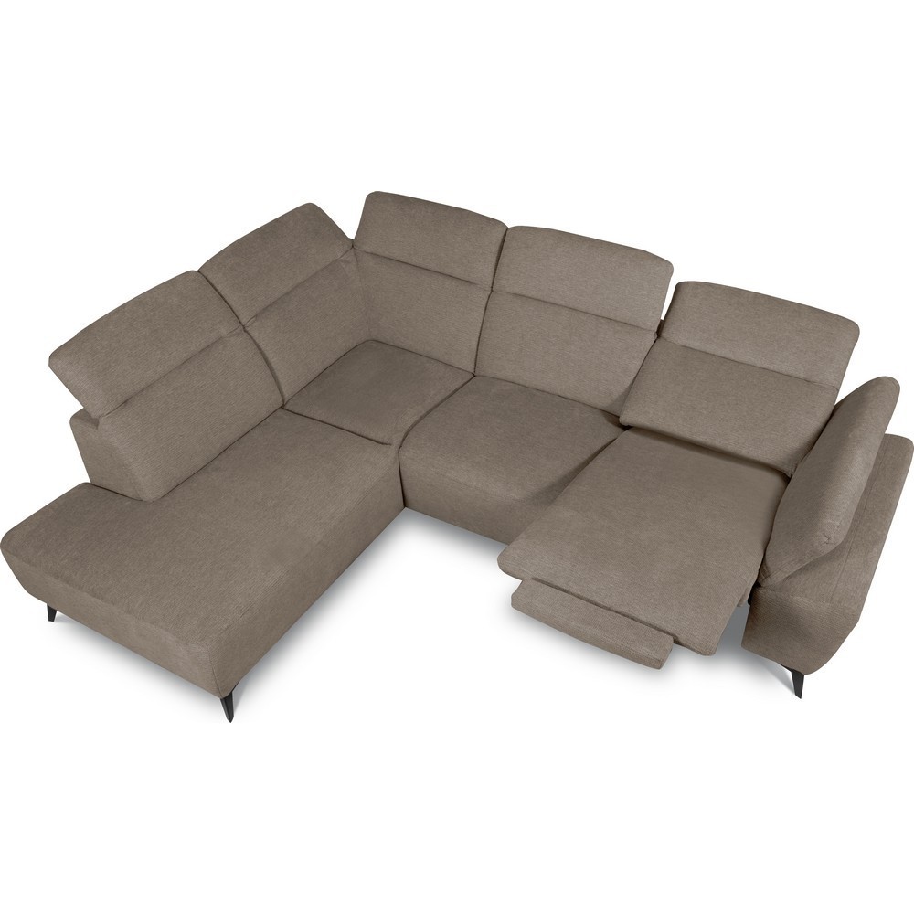 Canapé d'angle avec relax électrique en tissu Bellagio, taupe, angle gauche Canapé d'angle avec relax électrique en tissu Bellagio, taupe, angle gauche