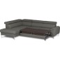 Canapé d'angle convertible en cuir italien luxe 5 places, Hombourg, coffre, gris foncé, angle gauche Canapé d'angle convertible en cuir italien luxe 5 places, Hombourg, coffre, gris foncé, angle gauche