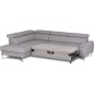 Canapé d'angle convertible en cuir italien luxe 5 places, Hombourg, coffre, gris clair, angle gauche Canapé d'angle convertible en cuir italien luxe 5 places, Hombourg, coffre, gris clair, angle gauche