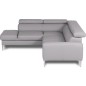 Canapé d'angle convertible en cuir italien luxe 5 places, Hombourg, coffre, gris clair, angle gauche Canapé d'angle convertible en cuir italien luxe 5 places, Hombourg, coffre, gris clair, angle gauche