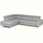 Canapé d'angle convertible en cuir italien luxe 5 places, Hombourg, coffre, gris clair, angle gauche Canapé d'angle convertible en cuir italien luxe 5 places, Hombourg, coffre, gris clair, angle gauche