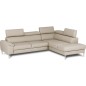 Canapé d'angle convertible en cuir italien luxe 5 places, Hombourg, coffre, beige, angle droit