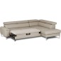 Canapé d'angle convertible en cuir italien luxe 5 places, Hombourg, coffre, beige, angle droit