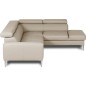 Canapé d'angle convertible en cuir italien luxe 5 places, Hombourg, coffre, beige, angle droit