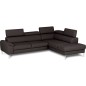 Canapé d'angle convertible en cuir italien luxe 5 places, Hombourg, coffre, chocolat, angle droit